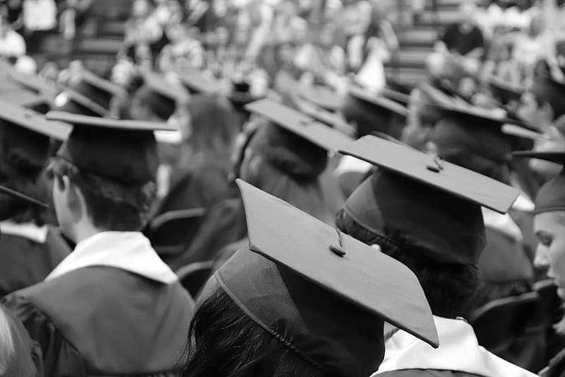 Students graduating caps