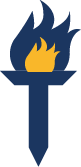 Career logo that shows a dark blue torch with a yellow flame within it
