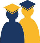 Class logo that shows two figures with their graduating caps