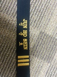 black belt with Dr. Shin's name