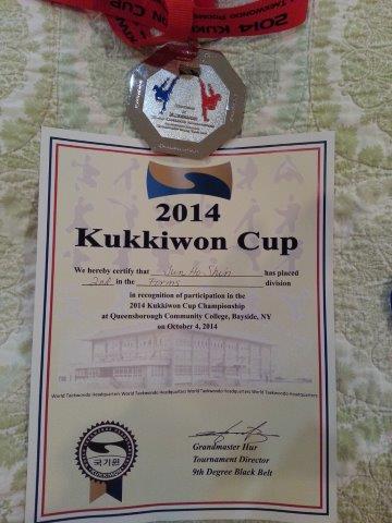 2014 Kukkiwon Cup Championship Certificate