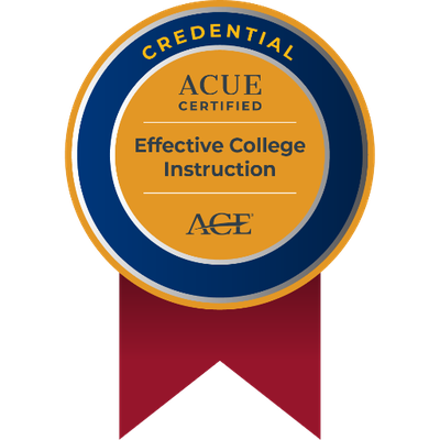 ACUE badge for certification in effective college instruction