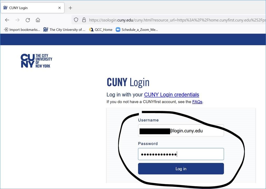 CUNYfirst login credentials