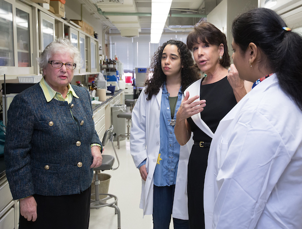 The Honorable New York State Senator Toby Ann Stavisky, Dr. Diane B. Call, President of Queensborough Community College, Dr. Sasan Karimi, Professor and Chairperson, Chemistry, and STEM students