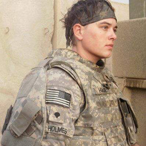 Erin Holmes wearing army uniform