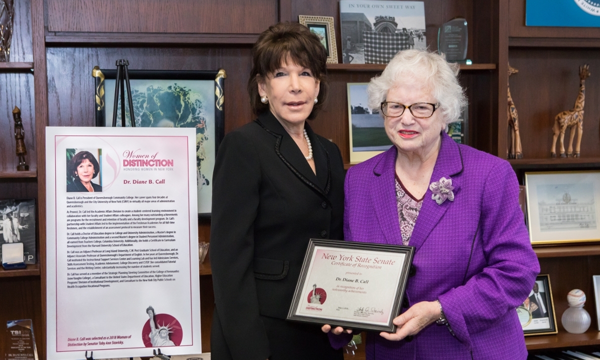New York State Senate Women of Distinction Awarded to President Call by Senator Stavisky