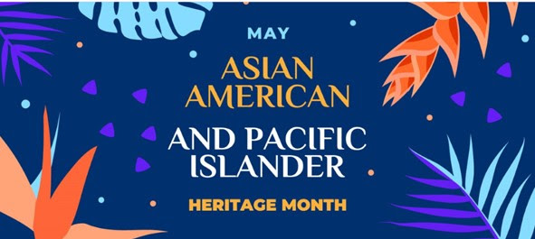 Asian American and Pacific Islander Heritage Month poster with colorful designs